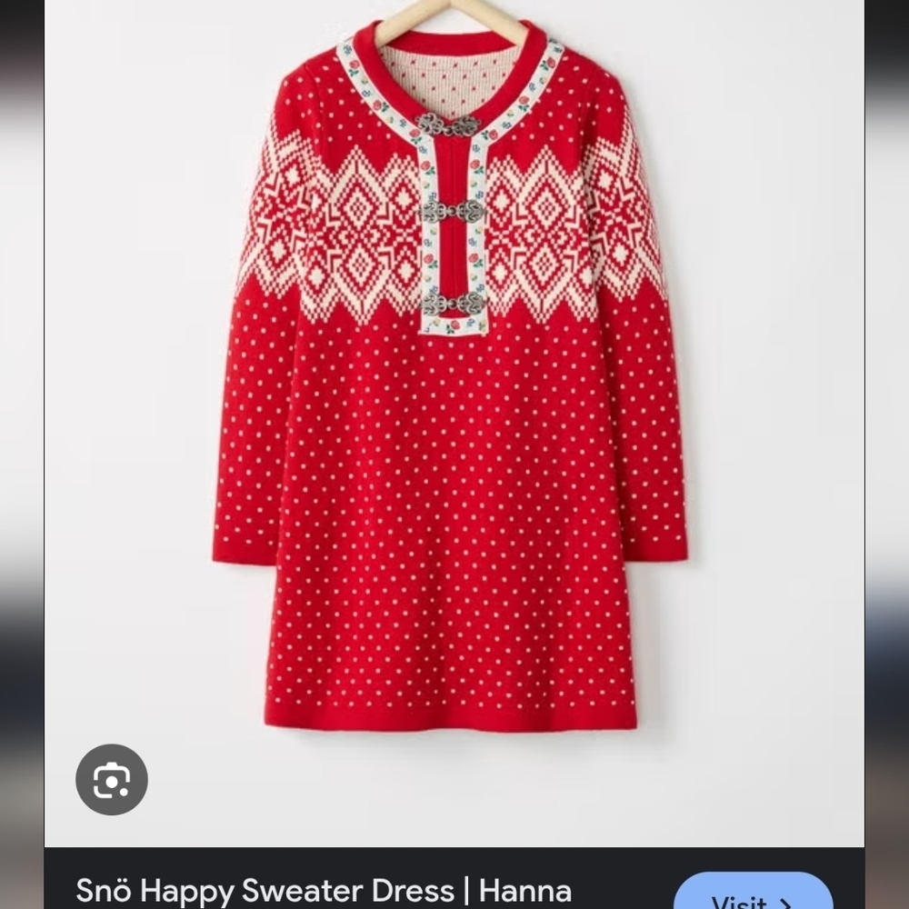 Hanna Andersson Red Cotton Holiday Sweater Dress